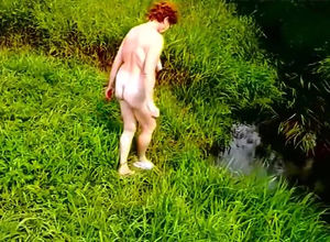 French granny naturist swimming all over